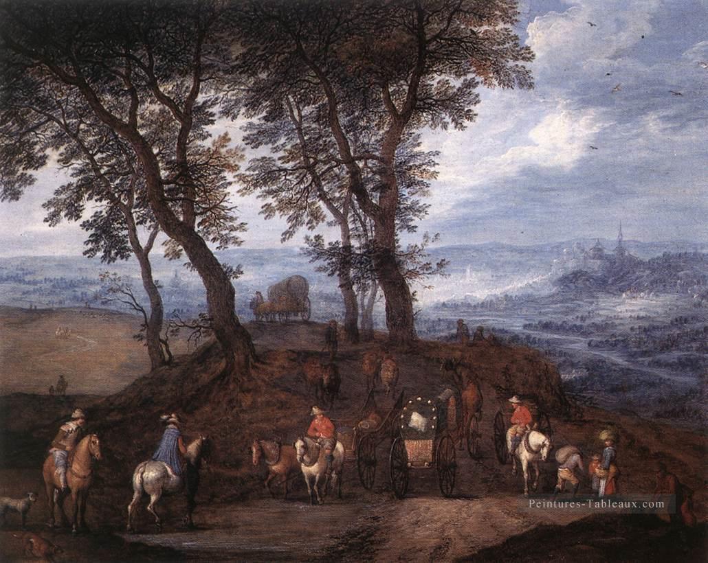 Voyageurs sur le chemin flamand Jan Brueghel l’Ancien Peintures à l'huile